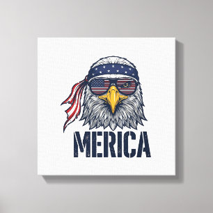 Retro Patriottische Adelaar Merica Shirt Ontwerp_1 Canvas Afdruk