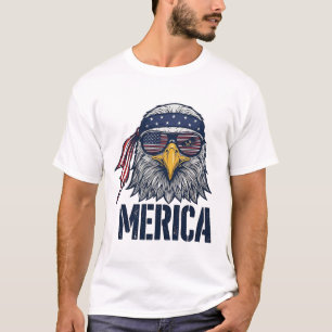 Retro Patriottische Adelaar Merica T-shirt Ontwerp