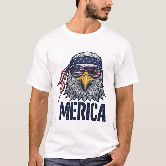 Retro Patriottische Adelaar Merica T-shirt Ontwerp (Voorkant)