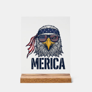 Retro Patriottische Adelaar Merica T-shirt Ontwerp Acryl Bord