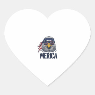 Retro Patriottische Adelaar Merica T-shirt Ontwerp Hart Sticker