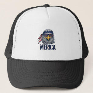 Retro Patriottische Adelaar Merica T-shirt Ontwerp Trucker Pet