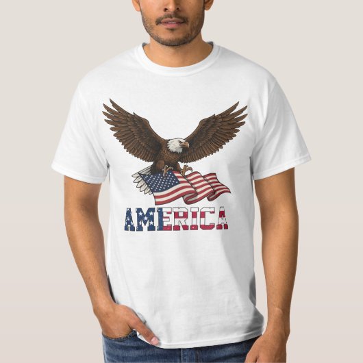 Retro Patriottische Adelaar T-Shirt (Voorkant)