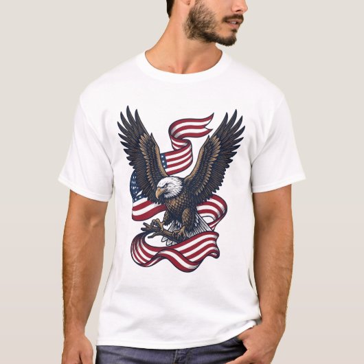 Retro Patriottische Adelaar Vector T-shirt Ontwerp (Voorkant)