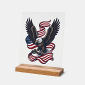 Retro Patriottische Adelaar Vector T-shirt Ontwerp Acryl Bord (Hoek)