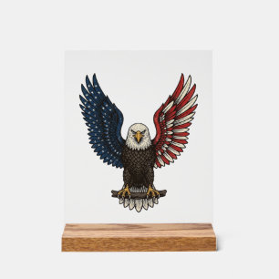 Retro Patriottische Adelaar Vector T-shirt Ontwerp Acryl Bord