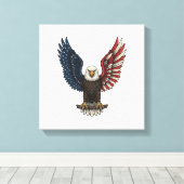 Retro Patriottische Adelaar Vector T-shirt Ontwerp Canvas Afdruk (Insitu (Houten vloer))