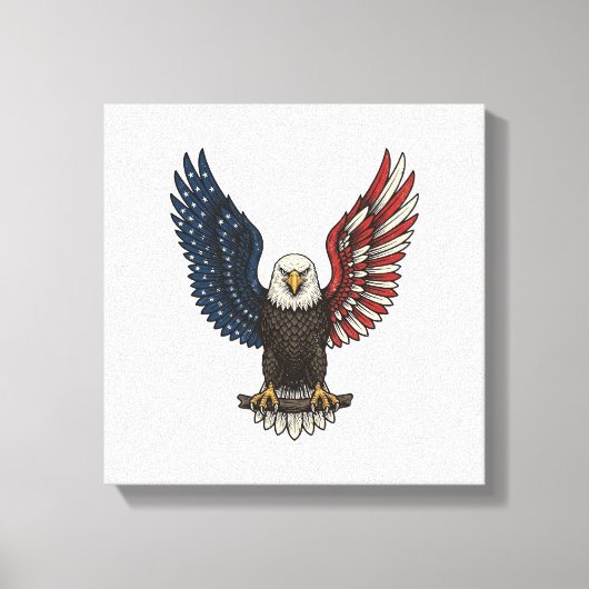 Retro Patriottische Adelaar Vector T-shirt Ontwerp Canvas Afdruk (Voorkant)