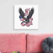Retro Patriottische Adelaar Vector T-shirt Ontwerp Canvas Afdruk (Insitu (Woonkamer))