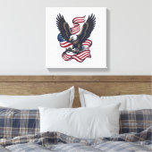 Retro Patriottische Adelaar Vector T-shirt Ontwerp Canvas Afdruk (Insitu (Slaapkamer))