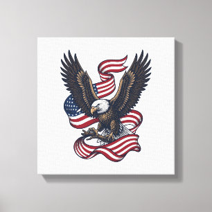 Retro Patriottische Adelaar Vector T-shirt Ontwerp Canvas Afdruk
