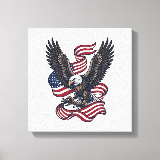 Retro Patriottische Adelaar Vector T-shirt Ontwerp Canvas Afdruk (Voorkant)