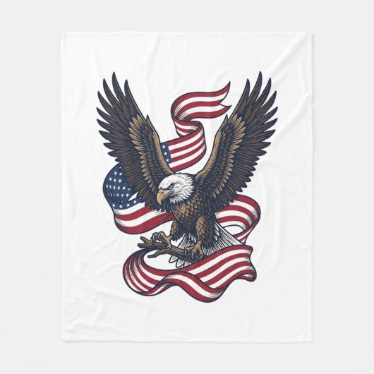 Retro Patriottische Adelaar Vector T-shirt Ontwerp Fleece Deken (Voorkant)