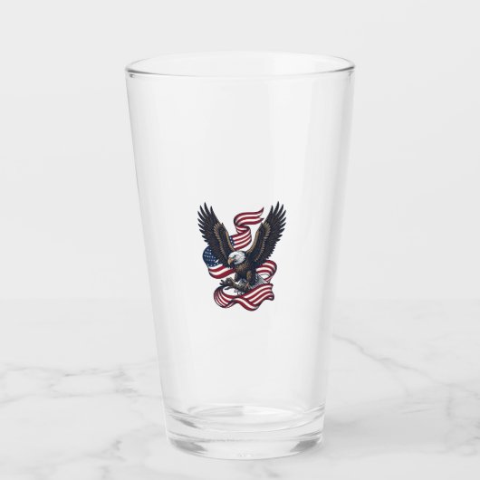 Retro Patriottische Adelaar Vector T-shirt Ontwerp Glas (Voorkant)