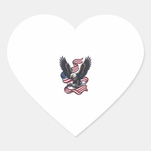 Retro Patriottische Adelaar Vector T-shirt Ontwerp Hart Sticker