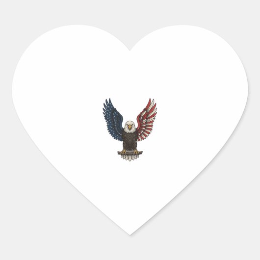 Retro Patriottische Adelaar Vector T-shirt Ontwerp Hart Sticker (Voorkant)