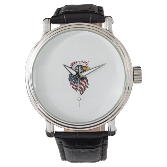 Retro Patriottische Adelaar Vector T-shirt Ontwerp Horloge (Voorkant)