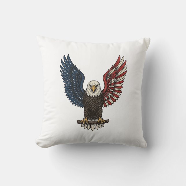 Retro Patriottische Adelaar Vector T-shirt Ontwerp Kussen (Voorkant)