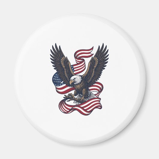 Retro Patriottische Adelaar Vector T-shirt Ontwerp Magneet (Voorkant)