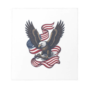 Retro Patriottische Adelaar Vector T-shirt Ontwerp Notitieblok