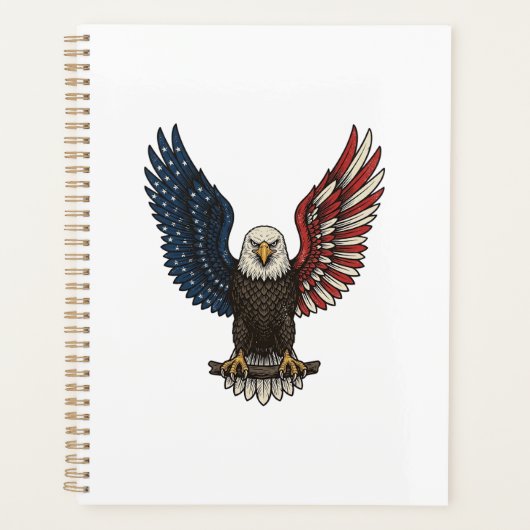Retro Patriottische Adelaar Vector T-shirt Ontwerp Planner (Voorkant)