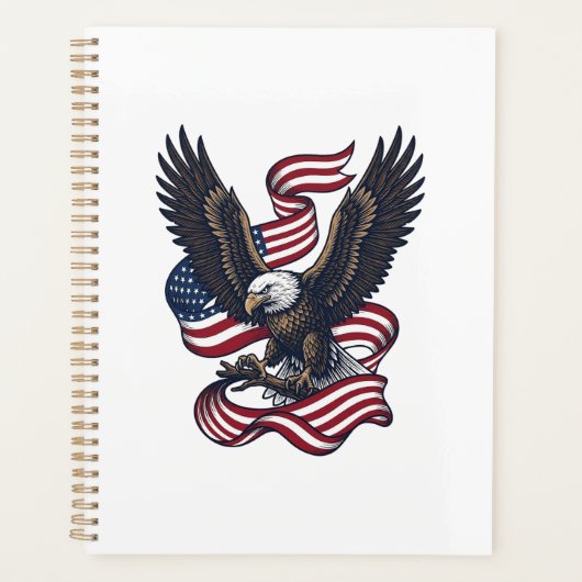 Retro Patriottische Adelaar Vector T-shirt Ontwerp Planner (Voorkant)