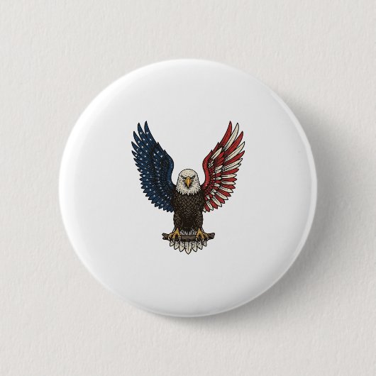 Retro Patriottische Adelaar Vector T-shirt Ontwerp Ronde Button 5,7 Cm (Voorkant)