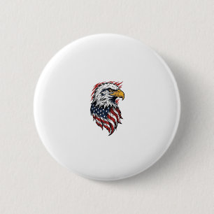 Retro Patriottische Adelaar Vector T-shirt Ontwerp Ronde Button 5,7 Cm