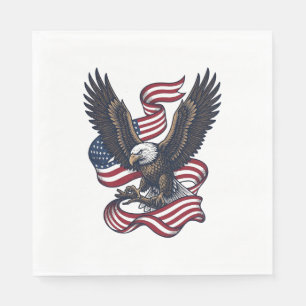 Retro Patriottische Adelaar Vector T-shirt Ontwerp Servet