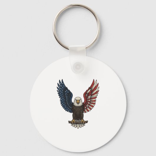 Retro Patriottische Adelaar Vector T-shirt Ontwerp Sleutelhanger (Voorkant)