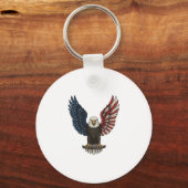 Retro Patriottische Adelaar Vector T-shirt Ontwerp Sleutelhanger (Voorkant)