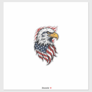 Retro Patriottische Adelaar Vector T-shirt Ontwerp Sticker