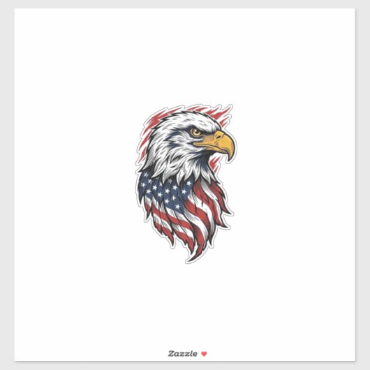 Retro Patriottische Adelaar Vector T-shirt Ontwerp Sticker (Vel)