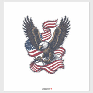 Retro Patriottische Adelaar Vector T-shirt Ontwerp Sticker