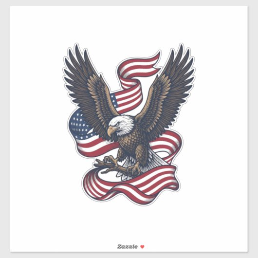 Retro Patriottische Adelaar Vector T-shirt Ontwerp Sticker (Vel)