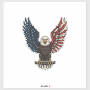 Retro Patriottische Adelaar Vector T-shirt Ontwerp Sticker