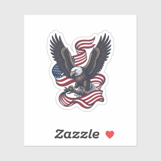 Retro Patriottische Adelaar Vector T-shirt Ontwerp Sticker (Vel)