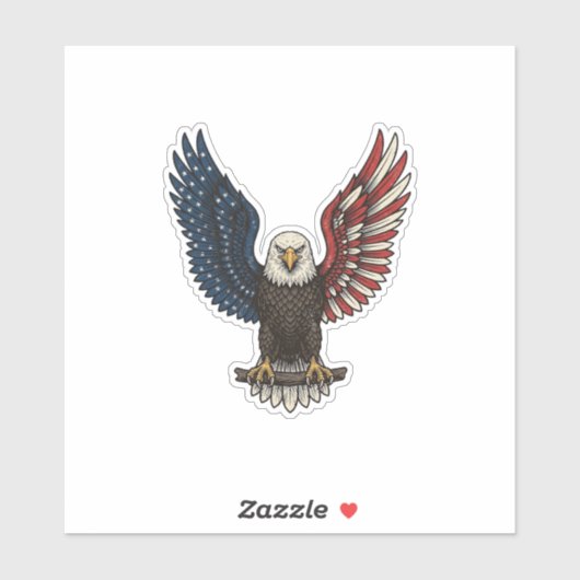 Retro Patriottische Adelaar Vector T-shirt Ontwerp Sticker (Vel)