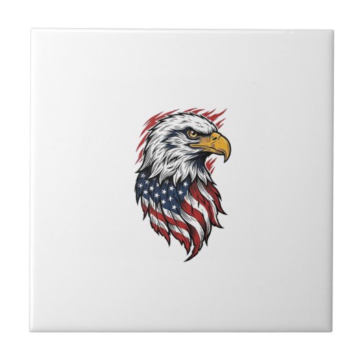 Retro Patriottische Adelaar Vector T-shirt Ontwerp Tegeltje (Voorkant)