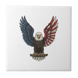Retro Patriottische Adelaar Vector T-shirt Ontwerp Tegeltje