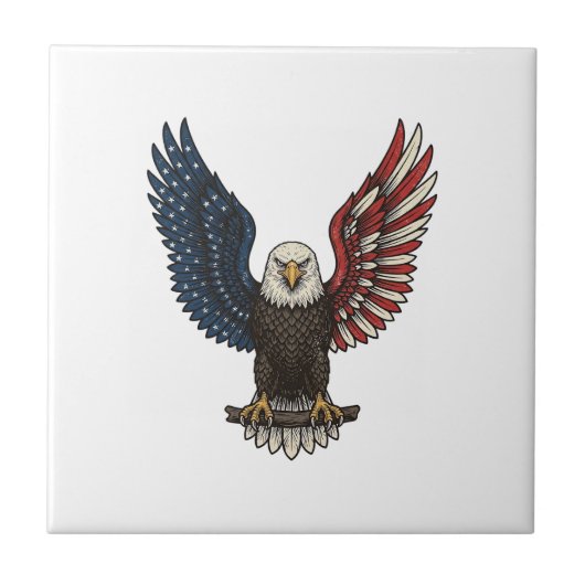 Retro Patriottische Adelaar Vector T-shirt Ontwerp Tegeltje (Voorkant)