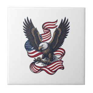 Retro Patriottische Adelaar Vector T-shirt Ontwerp Tegeltje
