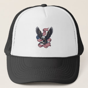 Retro Patriottische Adelaar Vector T-shirt Ontwerp Trucker Pet
