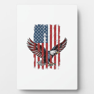 Retro Patriottische Adelaar Vlag Shirt Ontwerp_1 Fotoplaat