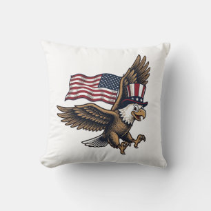 Retro Patriottische Adelaar Vlag Shirt Ontwerp_1 Kussen