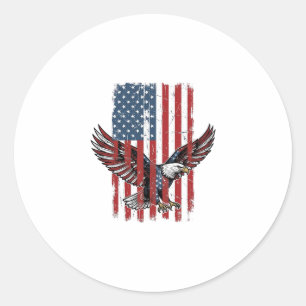 Retro Patriottische Adelaar Vlag Shirt Ontwerp_1 Ronde Sticker