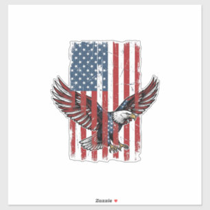 Retro Patriottische Adelaar Vlag Shirt Ontwerp_1 Sticker
