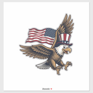 Retro Patriottische Adelaar Vlag Shirt Ontwerp_1 Sticker