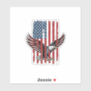 Retro Patriottische Adelaar Vlag Shirt Ontwerp_1 Sticker