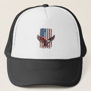Retro Patriottische Adelaar Vlag Shirt Ontwerp_1 Trucker Pet